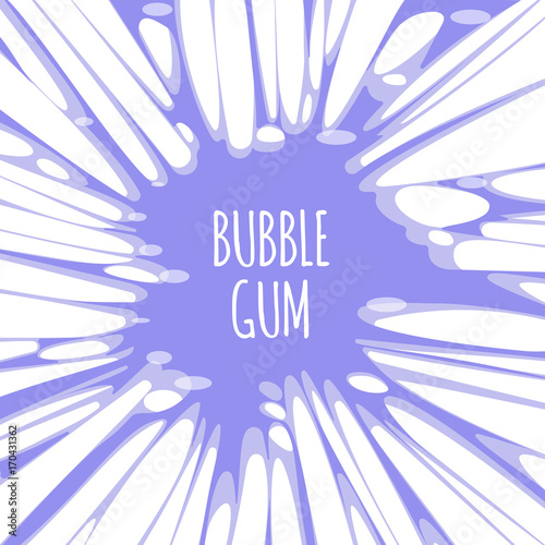 Bubble gum purple background with burst of chewing candy