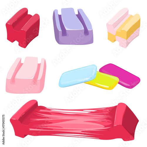 Set of colorful bubble gum candies vector illustration isolated
