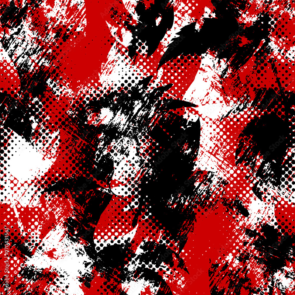 Strange chaotic background with spots and smears. Abstract seamless  texture. Black, white and red colors. A little bit visible silhouette of  the flower. Stock Vector | Adobe Stock
