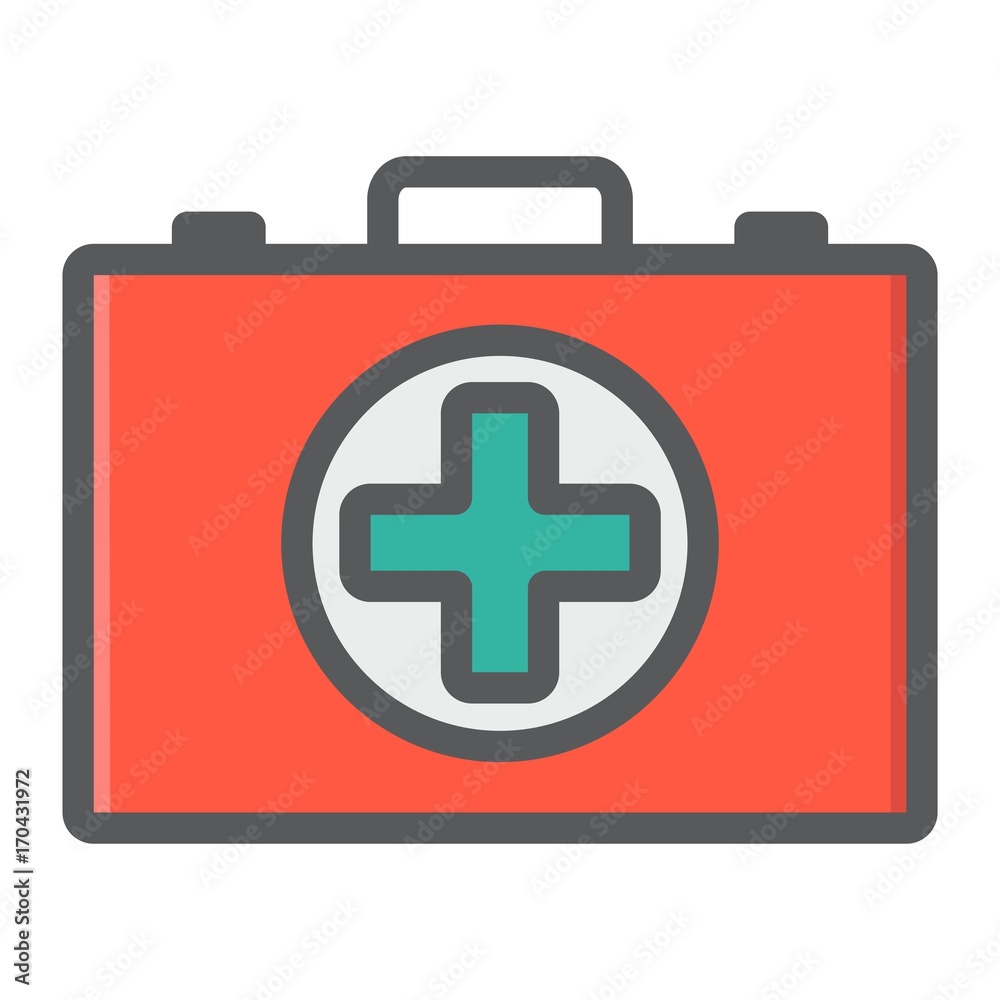 First aid kit box filled outline icon, medicine and healthcare, medical case sign vector graphics, a colorful line pattern on a white background, eps 10. First aid kit box filled outline icon, medicine and healthcare, medical case sign vector graphics, a colorful line pattern on a white background, eps 10.