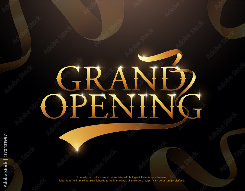 Grand opening golden ribbons logo. grand opening elegant style element for  banner or backdrop for opening ceremony vector background Stock Vector |  Adobe Stock