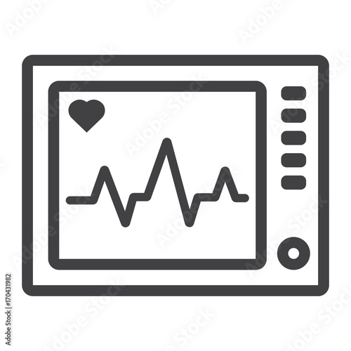 Ecg Machine line icon, medicine and healthcare, heartbeat sign vector graphics, a linear pattern on a white background, eps 10.
