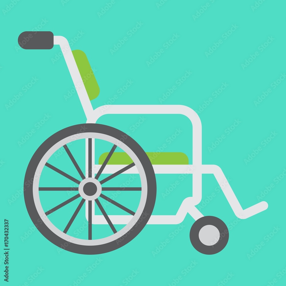 Wheelchair flat icon, medicine and healthcare, disabled sign vector graphics, a colorful solid pattern on a cyan background, eps 10.