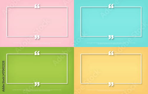 Text quote bubble symbol blank templates. Empty quote bubble for business card, paper sheet, information, text. Print design Vector illustration