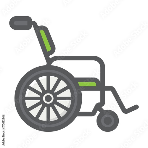 Wheelchair filled outline icon, medicine and healthcare, disabled sign vector graphics, a colorful line pattern on a white background, eps 10.