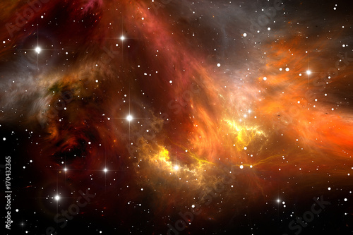 Fototapeta Naklejka Na Ścianę i Meble -  Red space nebula, for use with projects on science, research, and education. 3d illustration
