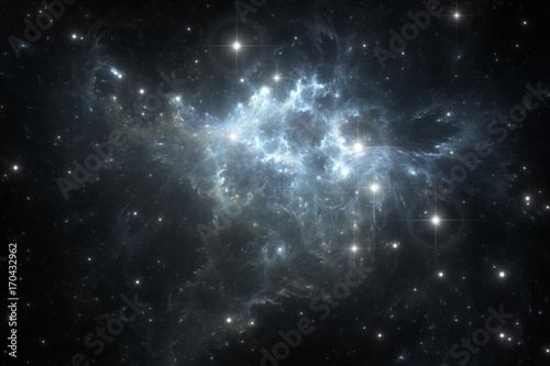 Blue space nebula  for use with projects on science  research  and education. 3d illustration