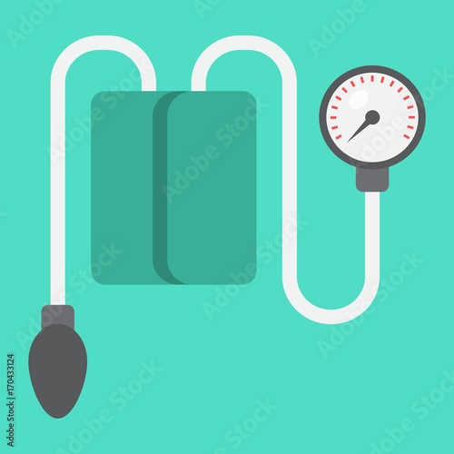Tonometer flat icon, medicine and healthcare, Blood Pressure sign vector graphics, a colorful solid pattern on a cyan background, eps 10.