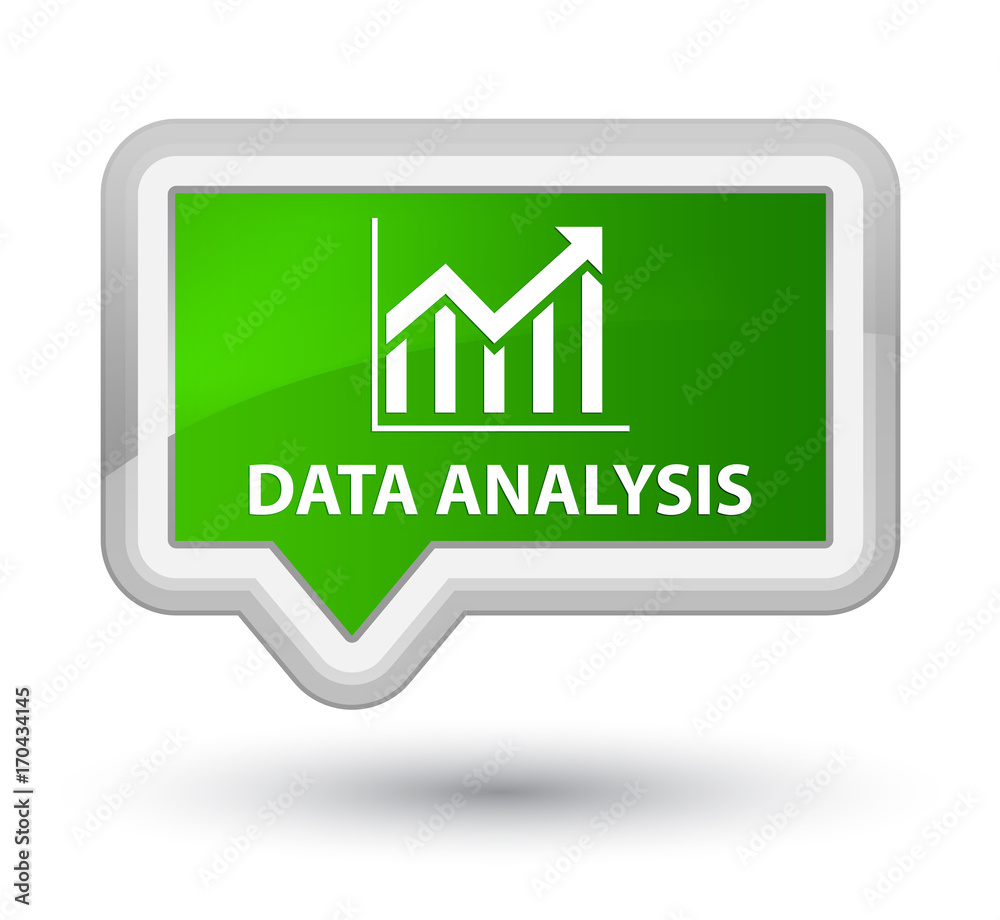 Data analysis (statistics icon) prime green banner button Data analysis (statistics icon) prime green banner button