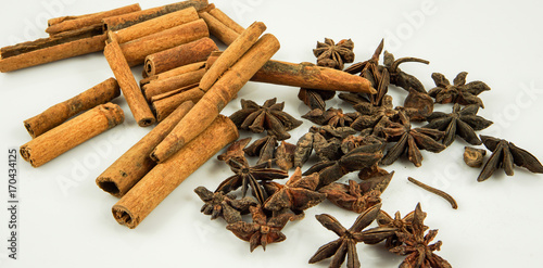 Wallpaper Mural Star anise and cinnamon on white background Torontodigital.ca