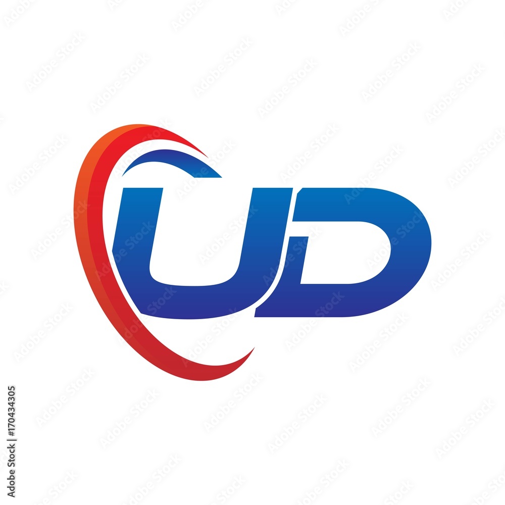 modern dynamic vector initial letters logo ud with circle swoosh red blue modern dynamic vector initial letters logo ud with circle swoosh red blue