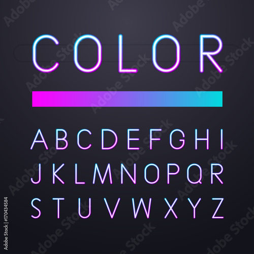 Colorful font neon with tra...
