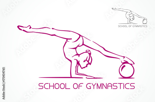 Creative silhouette of gymnastic girl. Art gymnastics dancing woman. Vector Illustration. Logo.