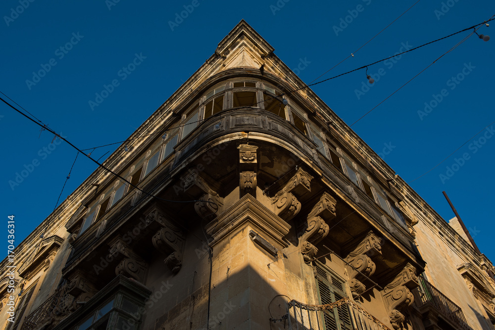 Valetta balconies, in late afternoon lights
