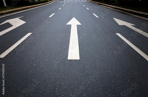 Road lanes with arrow markings