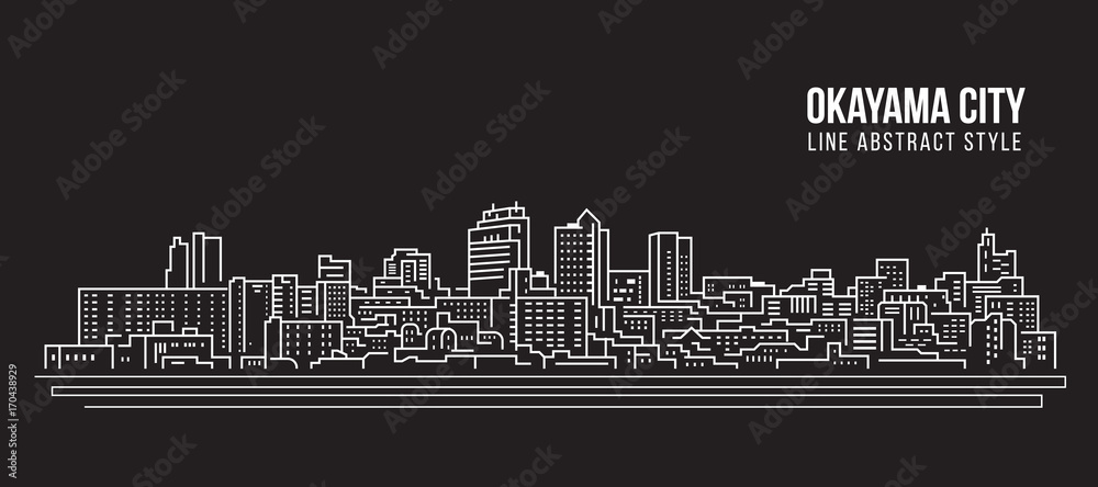 Cityscape Building Line art Vector Illustration design - Okayama city