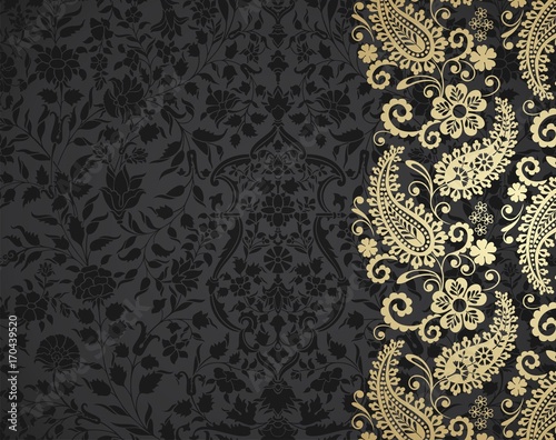 wedding card design, paisley floral pattern , India