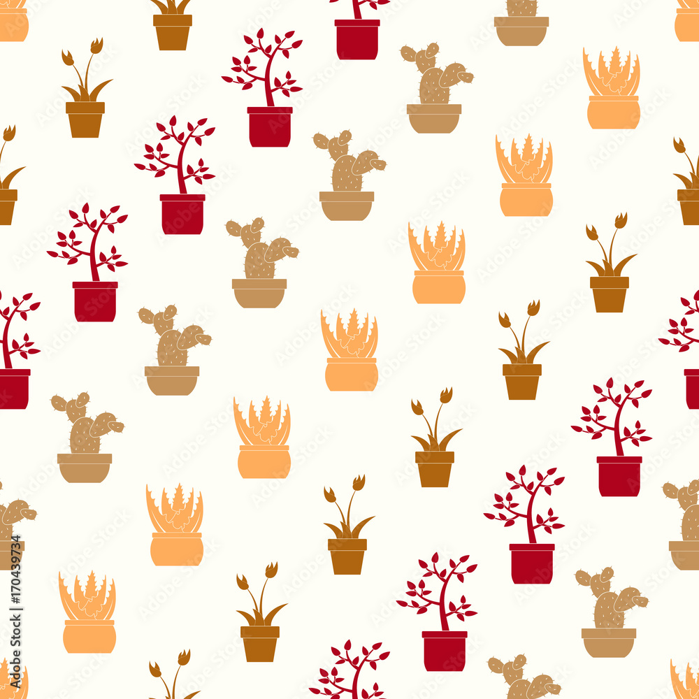 Seamless pattern with house plants icons for your design Seamless pattern with house plants icons for your design