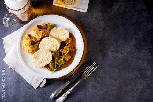 Original Czech dumpling with goulash