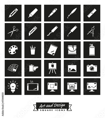 Art and design square icon vector collection