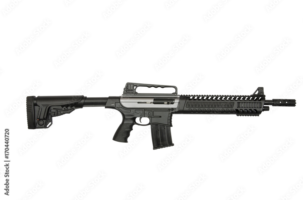 automatic rifle. Isolated object on a white background. automatic rifle. Isolated object on a white background.