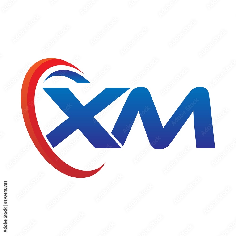 modern dynamic vector initial letters logo xm with circle swoosh red blue modern dynamic vector initial letters logo xm with circle swoosh red blue