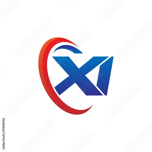 modern dynamic vector initial letters logo xi with circle swoosh red blue Free Download modern dynamic vector initial letters logo xi with circle swoosh red blue - GFXLoad