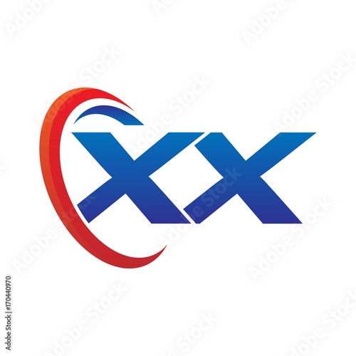 Free Download modern dynamic vector initial letters logo xx with circle swoosh red blue - GFXLoad