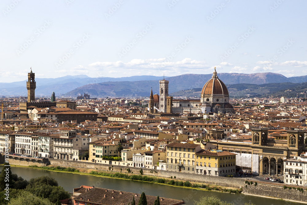 View on the Florence, Arno river and Cathedral di Santa Maria del Fiore (Duomo di Firenze)