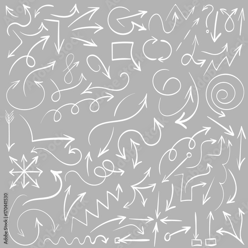 Arrows and abstract shapes doodle writing design vector set