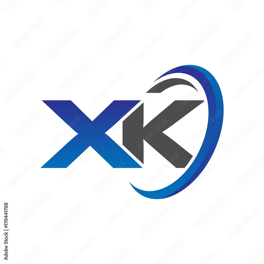vector initial logo letters xk with circle swoosh blue gray vector initial logo letters xk with circle swoosh blue gray