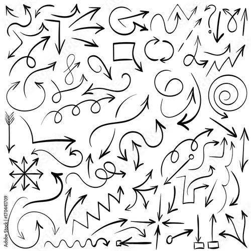 Arrows and abstract shapes doodle writing design vector set © ponysaurus