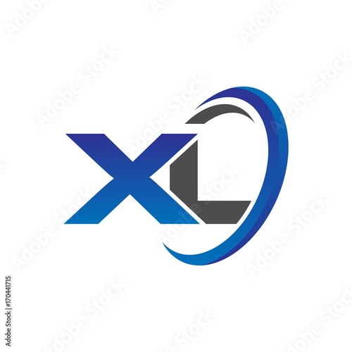 vector initial logo letters xl with circle swoosh blue gray