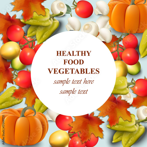 Healthy Vegetables on white background realistic Vector template