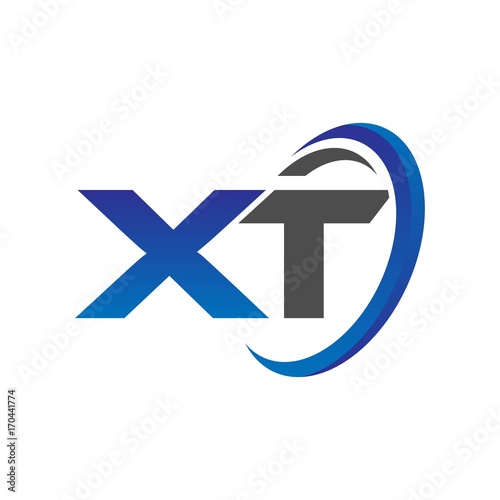 Free Download vector initial logo letters xt with circle swoosh blue gray - GFXLoad