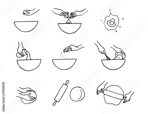 Dough preparation icons.