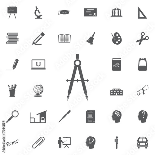 Bow drawing compass icon Education set