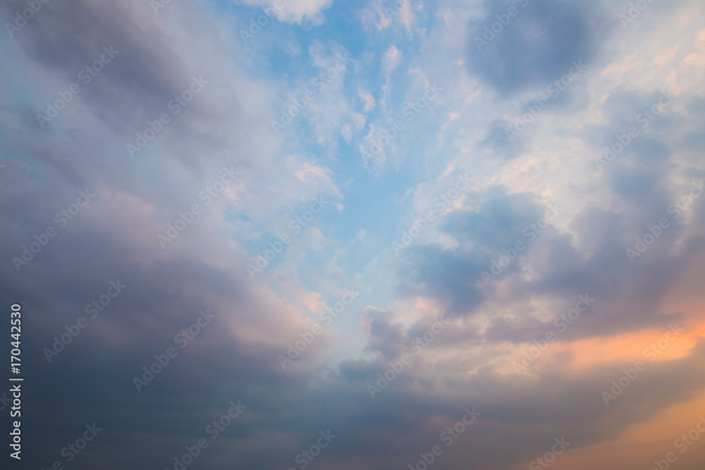 Blue sky with clouds and sun reflection in water with place for your text Blue sky with clouds and sun reflection in water with place for your text