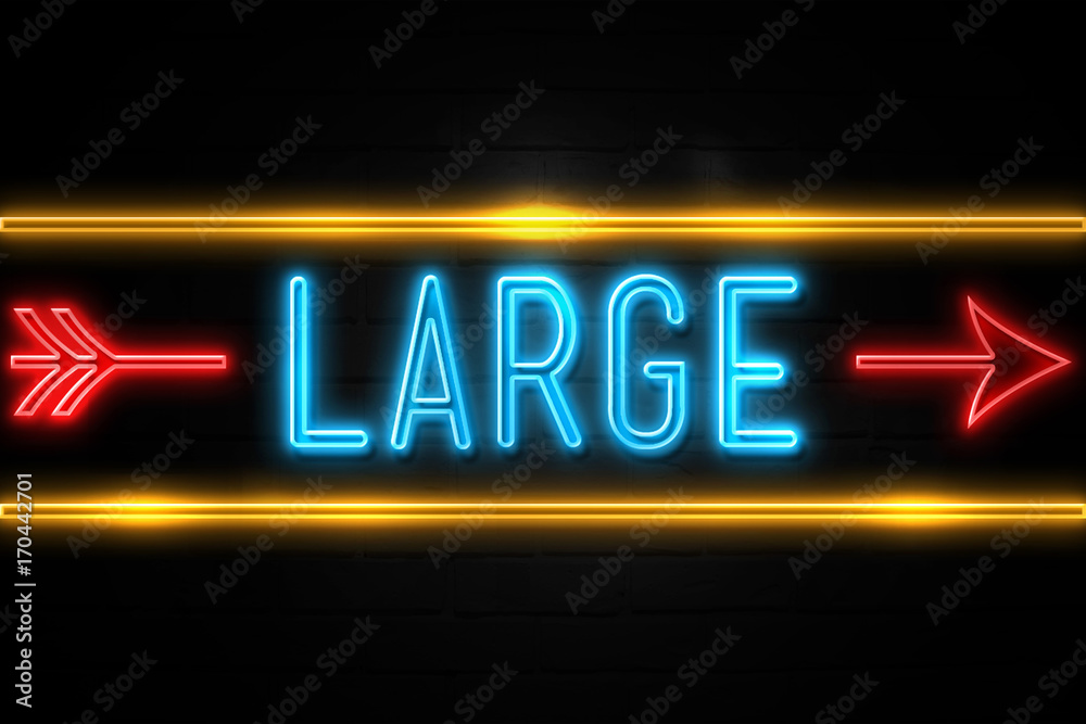 Large - fluorescent Neon Sign on brickwall Front view Large - fluorescent Neon Sign on brickwall Front view