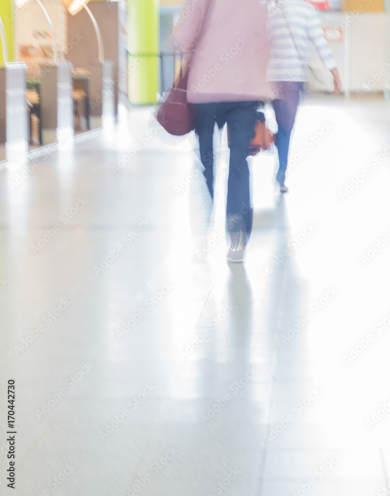 People on the way to the plane, motion blur People on the way to the plane, motion blur
