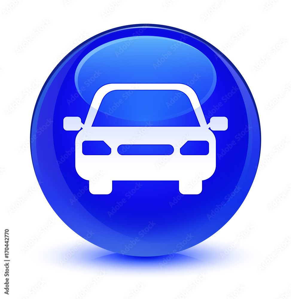 Car icon glassy blue round button