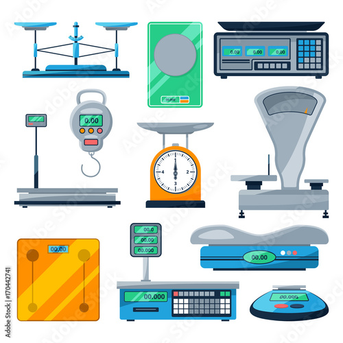 Vector set of different types of scales