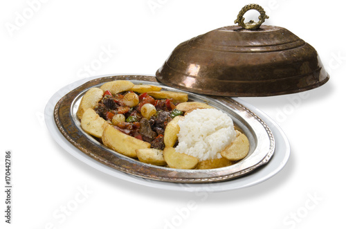 potato with rice Choudhury roasting.Turkish Traditional Food Kavurma Guvec photo