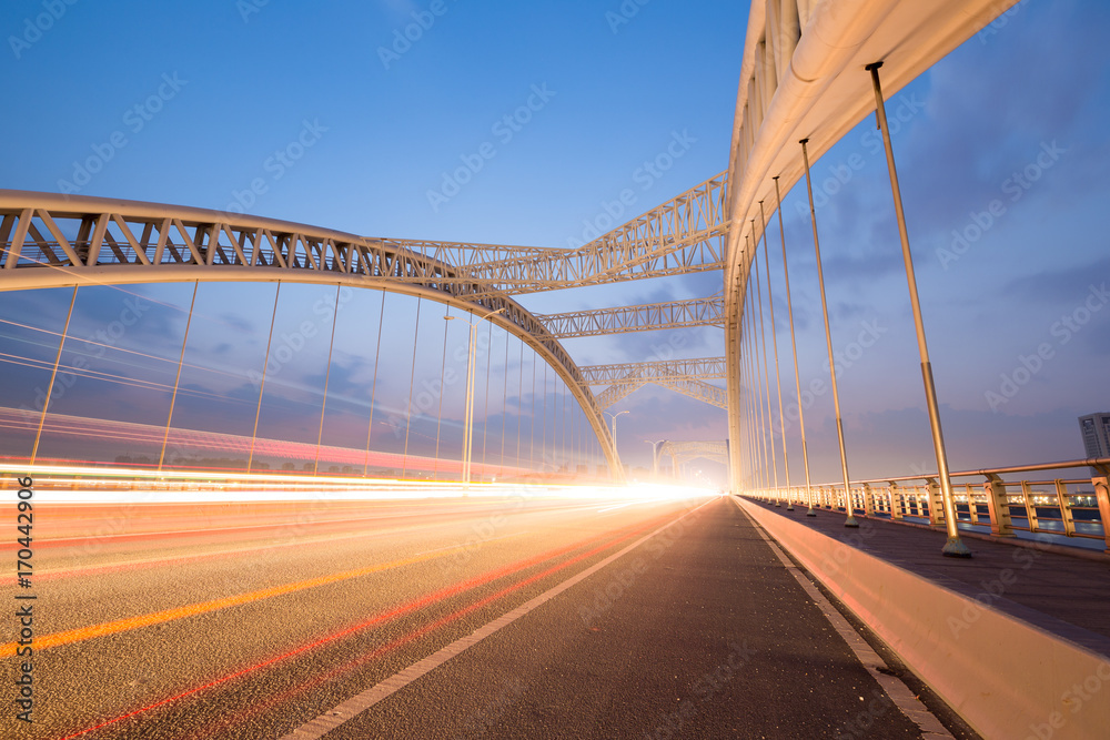 Fototapeta premium the night of modern bridge,