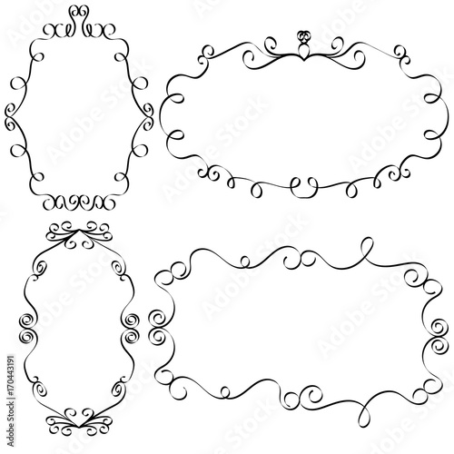 Collection of decorative hand drawn frames sketchy scalloped notebook doodles ornamental