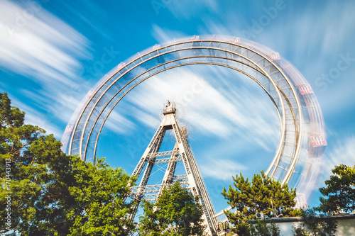 Photography Wiener Riesenrad, Long exposure of ferris wheel at Prater in Vienna Austria