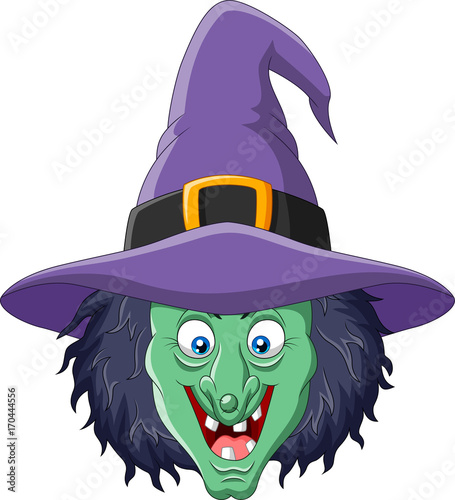 Cartoon witch head isolated on white background