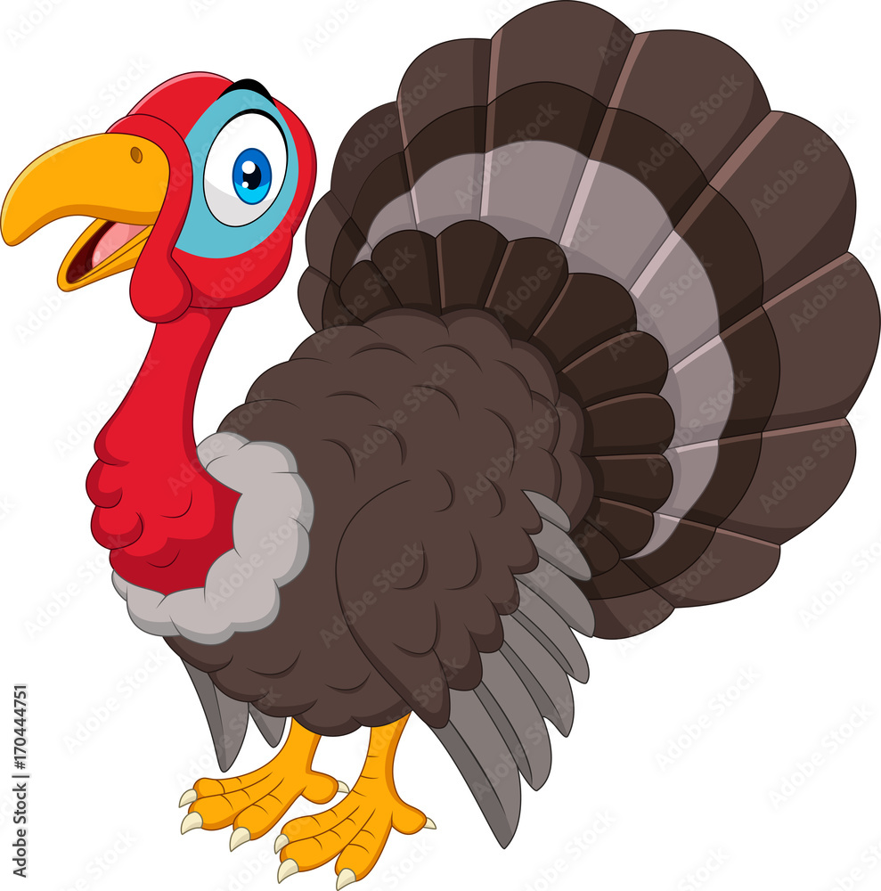 Cartoon turkey isolated on white background Stock Vector | Adobe Stock
