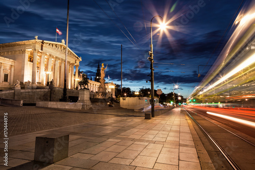 Photography Austrian Parliament building on Ring Road in Vienna