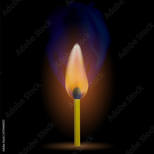 Burning Match with Fire Flame